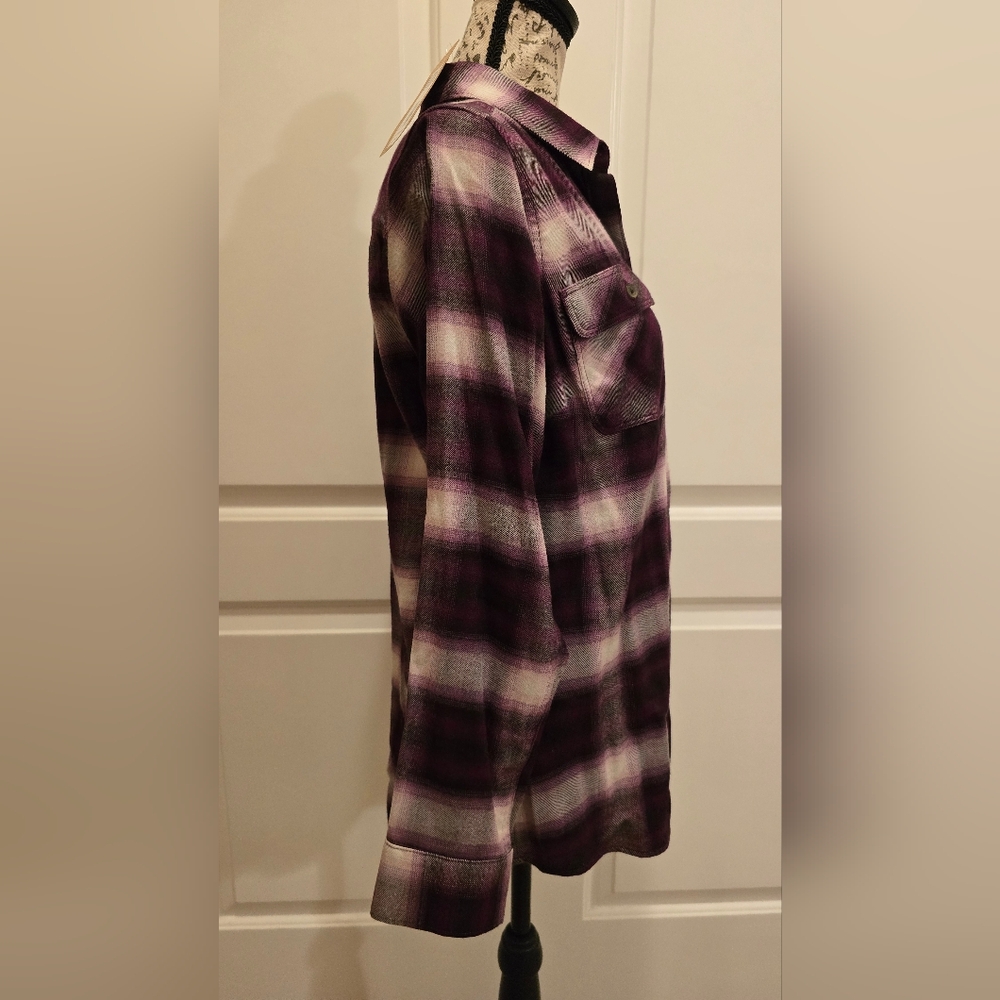 Eddie Bauer Firelight Flannel Blackberry Plaid Petite Small - Picture 9 of 9